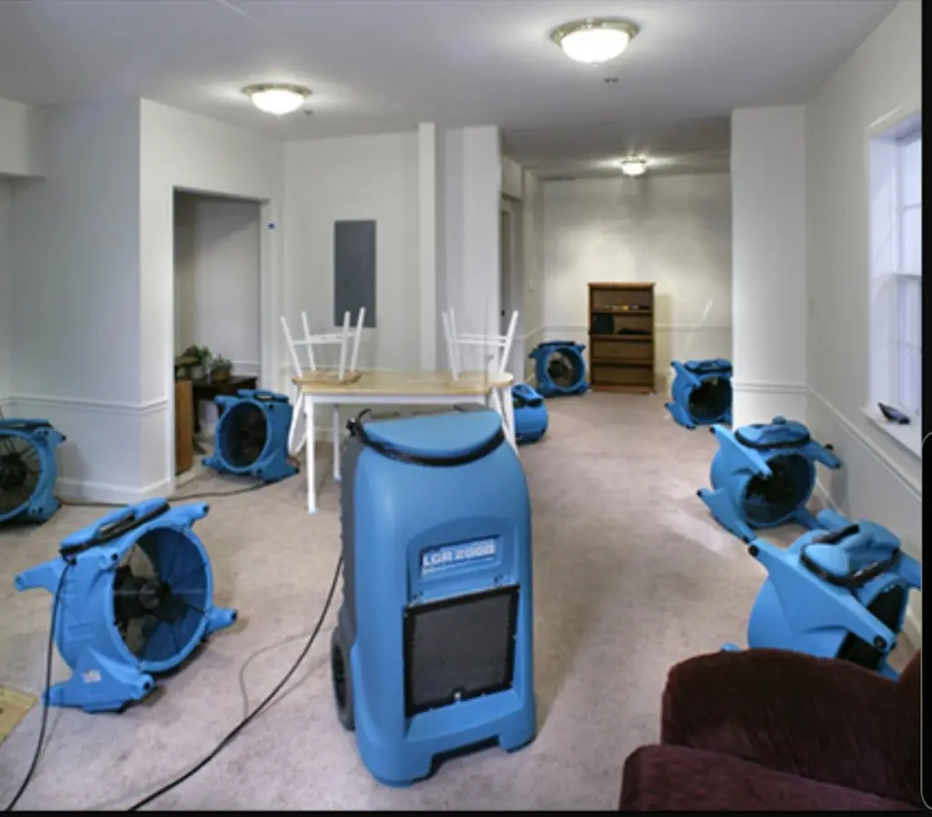 Air movers and dehumidifier setup for Water Extraction & Removal in Lacey